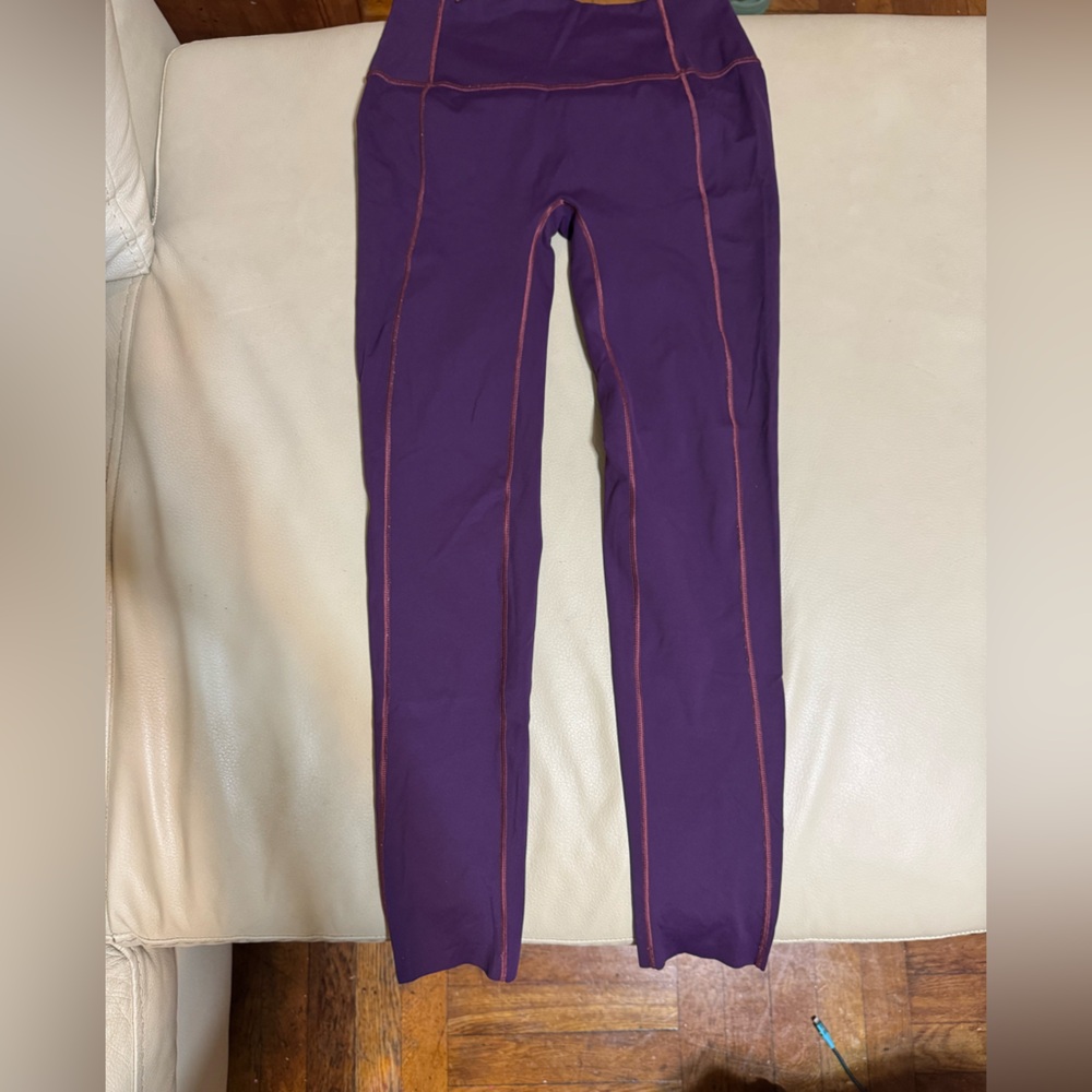 Lululemon Purple Leggings with Orange Stitching